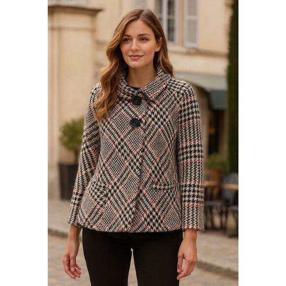 Allison Taylor Jackets & Blazers - Allison Taylor Houndstooth Plaid Coat Jacket Size 14 Preppy Academia Career